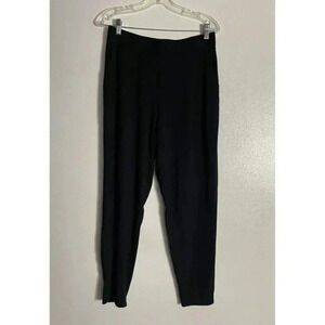 Eileen Fisher Womens High Rise Flat Front Tapered Leg Jogger Pants Black S